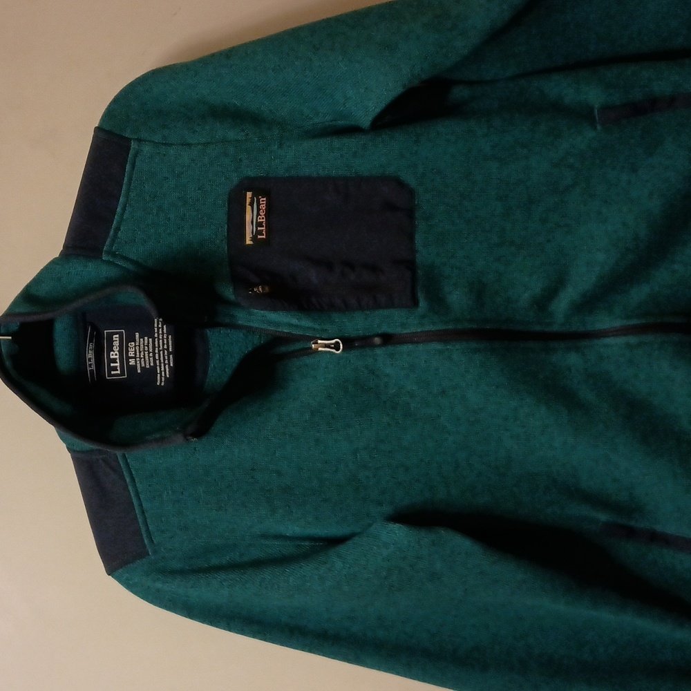 Wms L.L. Bean Full Zip Sweater Fleece Overlay Jacket - Medium